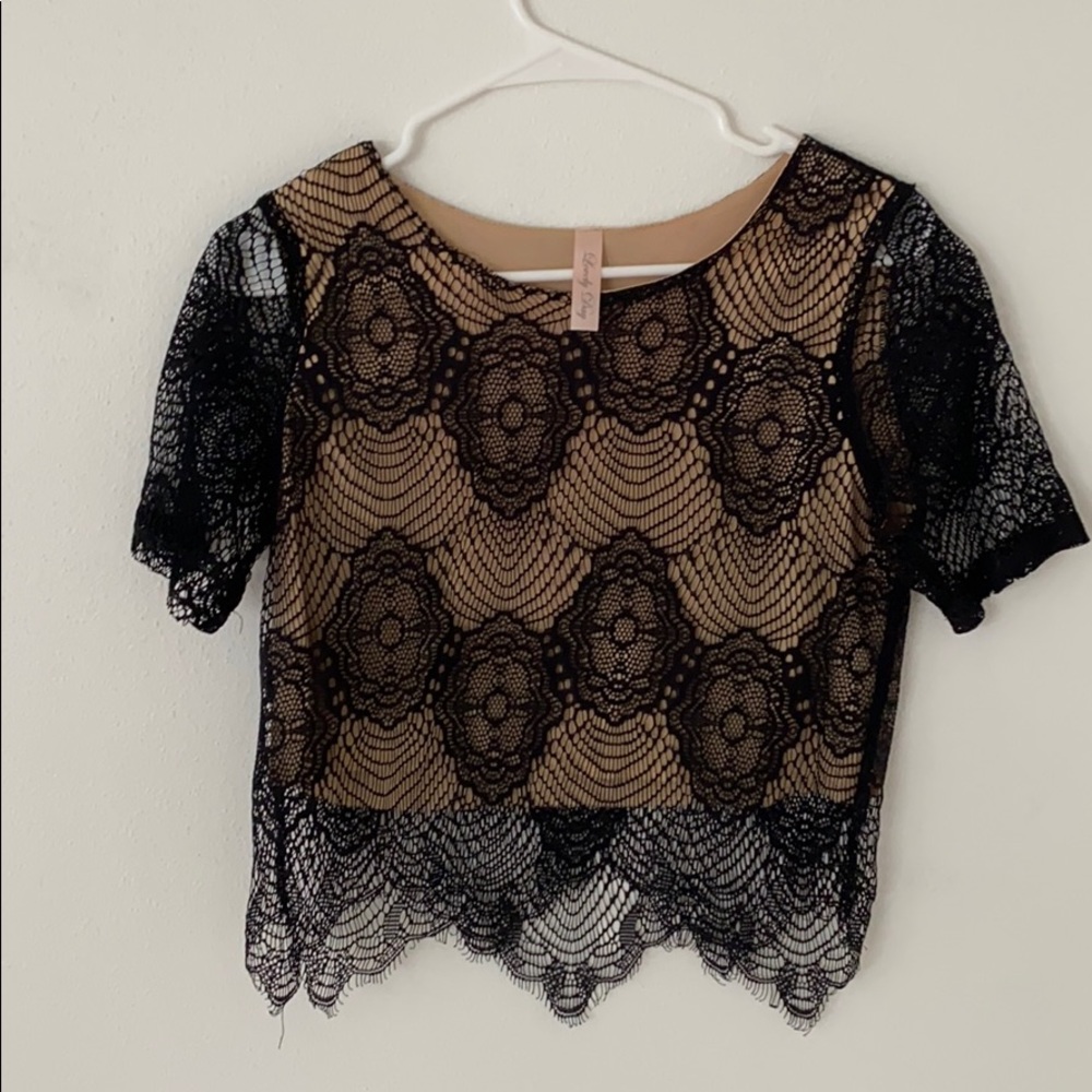 Black lace crop top